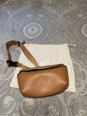 Monos Metro Sling Leather Waist Bag in Tan - Minimal Travel Crossbody